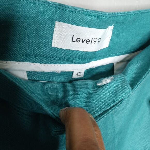 Level 99 Cindie Linen  Blend Teal Shorts - Picture 2 of 5